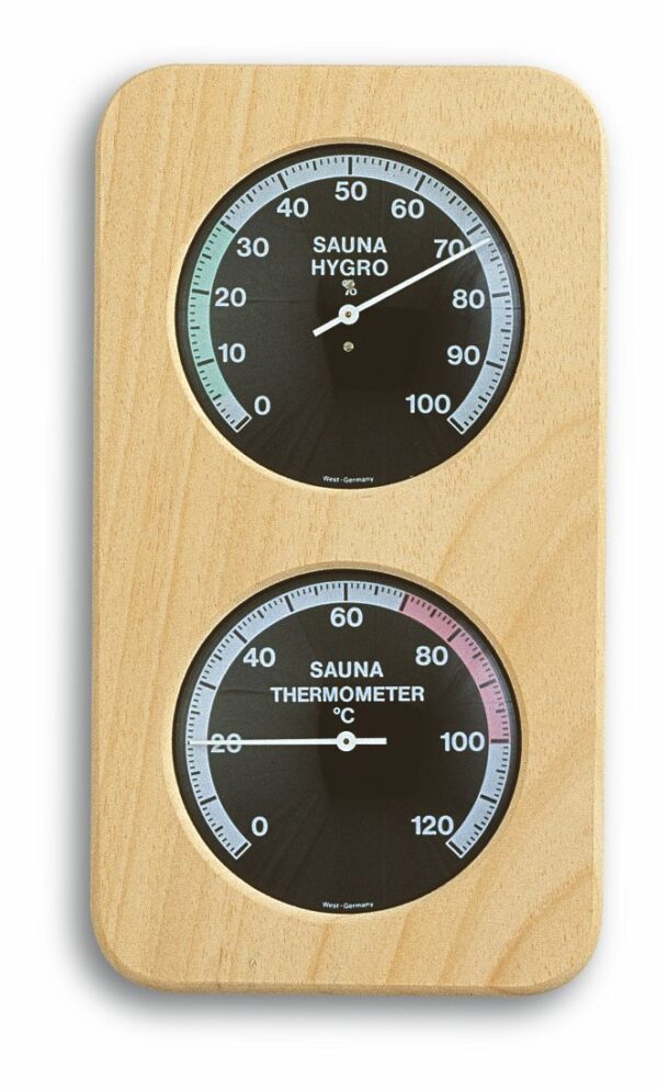 Analogue Sauna Thermo-Hygrometer with Wooden Frame 40.1004