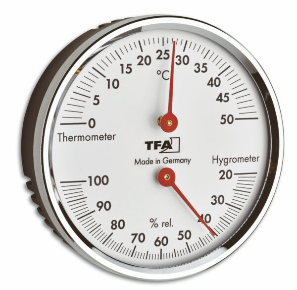 Analogue Thermo-Hygrometer with Metal Ring 45.2041