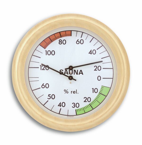 Analogue Sauna Thermo-Hygrometer with Wooden Frame 40.1006