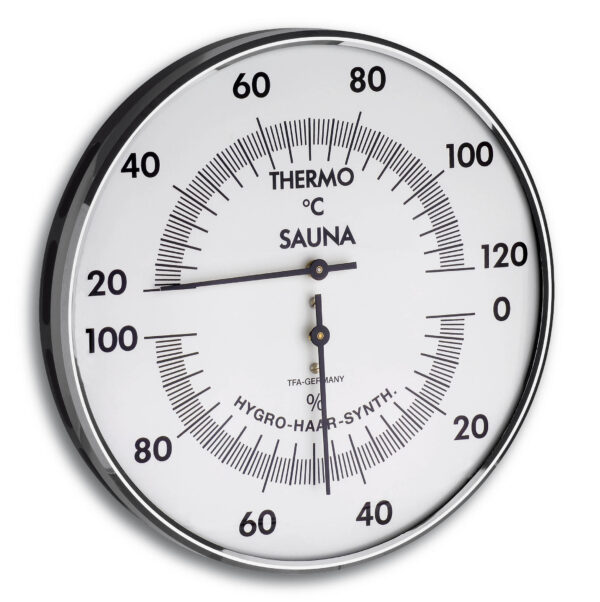 Analogue Sauna Thermo-Hygrometer with Metal Ring 40.1032