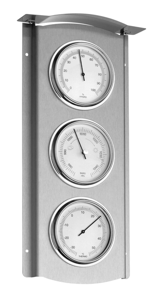 Analogue outdoor weather station made of stainless steel 20.2043