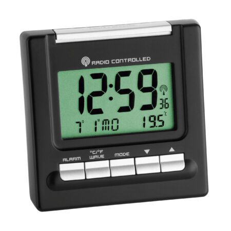 Digital radio-controlled alarm clock with temperature 98.1087