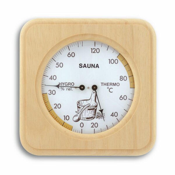 Analogue Sauna Thermo-Hygrometer with Wooden Frame 40.1007