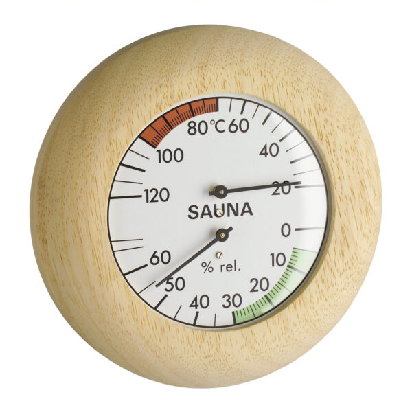 Analogue Sauna Thermo-Hygrometer with Wooden Frame 40.1028