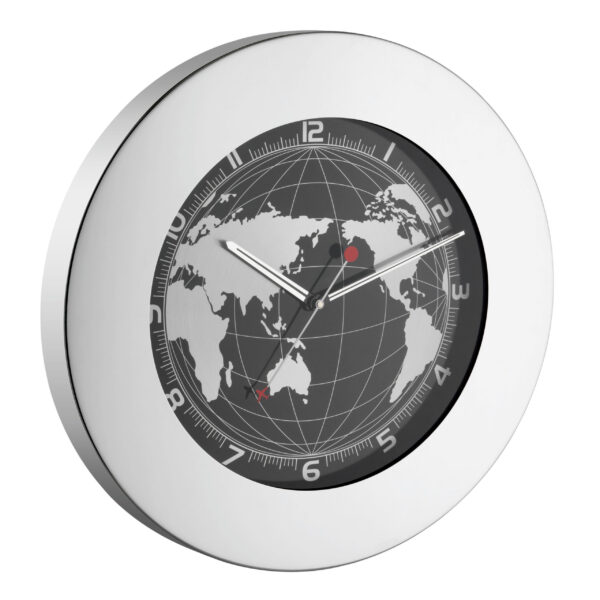 Analogue designer wall clock with stainless steel frame 60.3006